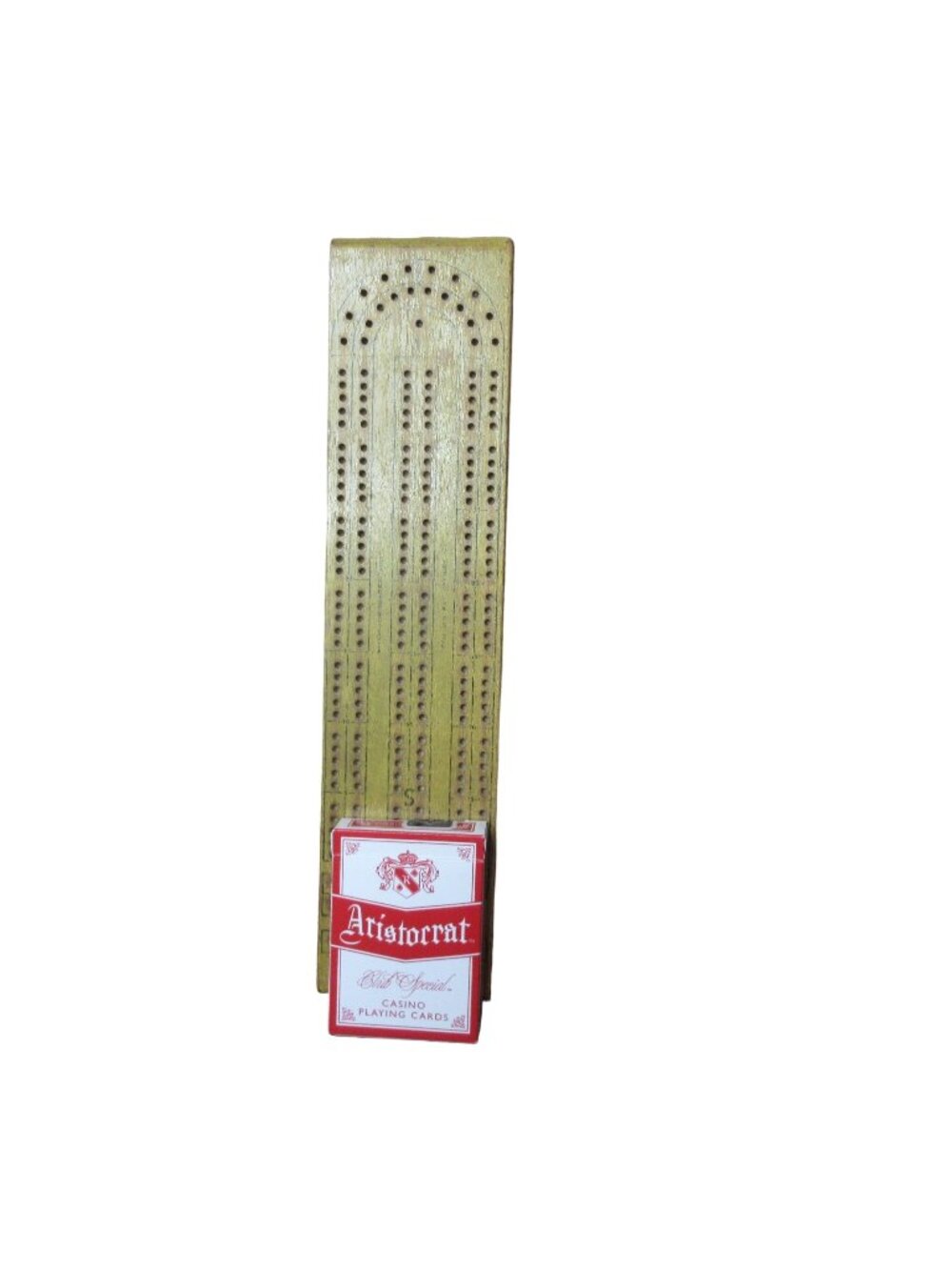 Old Classic Cribbage Board Pegs and Cards 13.5"  Made in Canada - Vintage